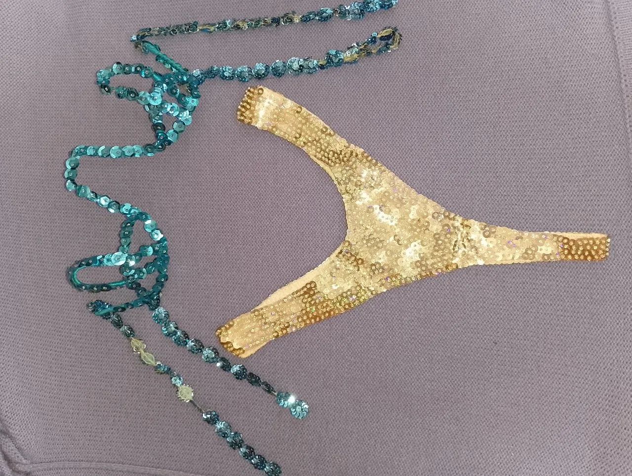 Biquíni Passista Carnaval azul e dourado