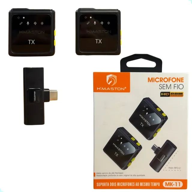 Microfone Lapela Duplo Profissional Mk11 Tipo C Hmaston - Foto 5