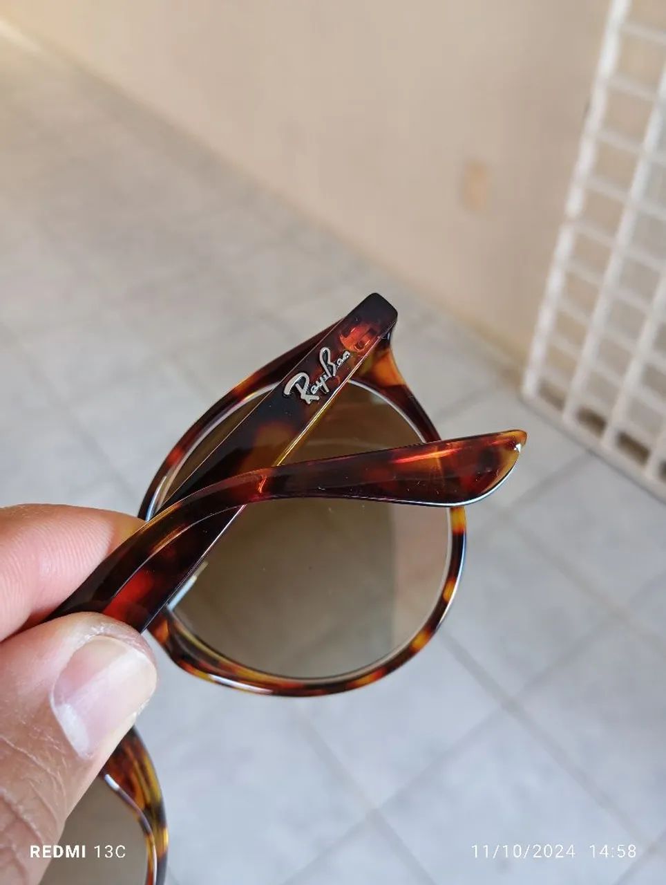 Óculos de sol Ray-Ban Rb2180 Transparente Lentes Safira  - Foto 4