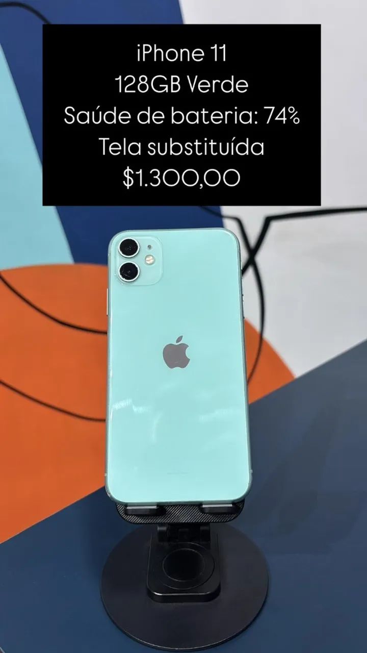 iPhone 11 Verde/ 128gb/ bateria: 74%/ Tela Substituída/ sem caixa / $1.300