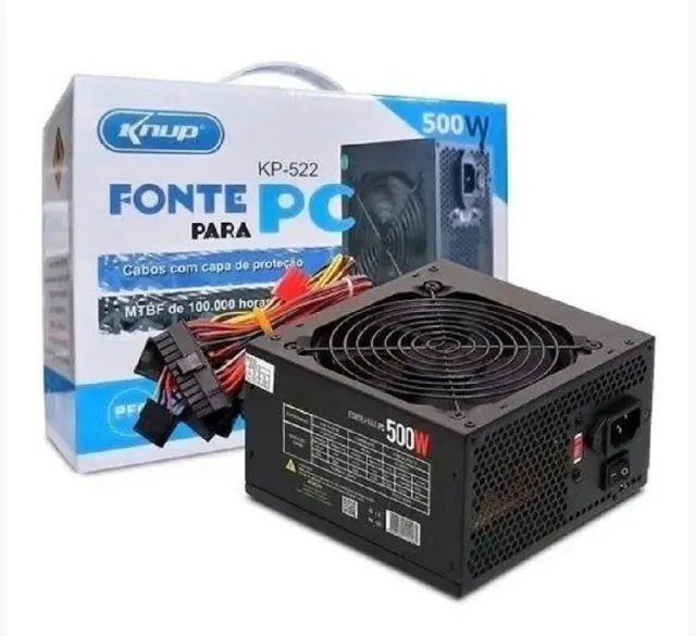 Fonte Atx Knup 500 Watts Bivolt para PCs