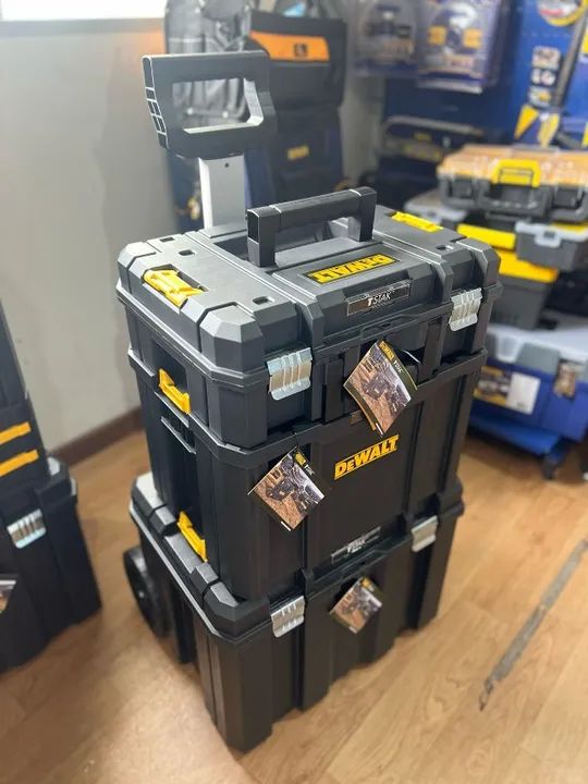 Kit Carrinho Profundo com Rodas + 2 Caixas Organizadoras de Ferramentas Tstak DeWalt