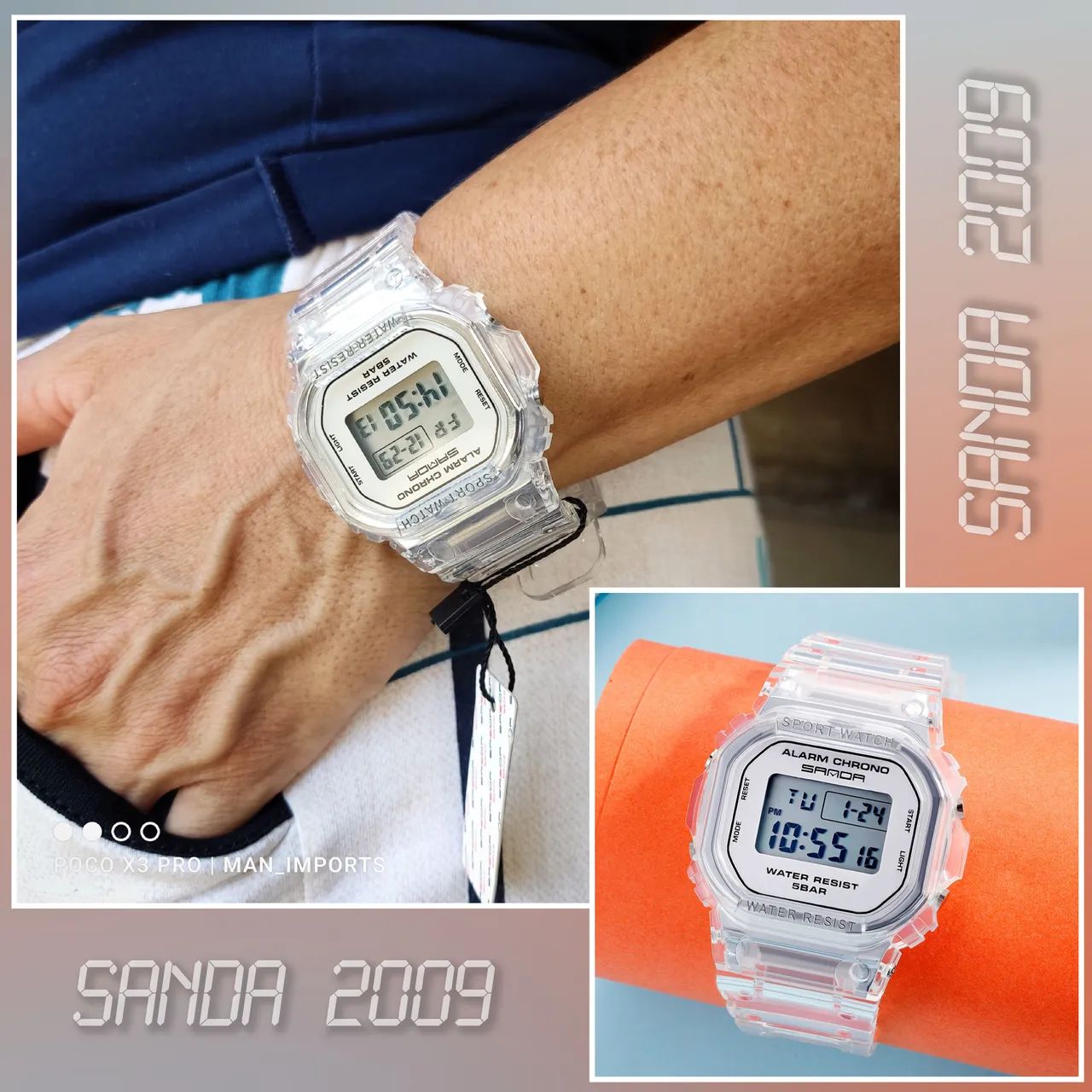 SANDA 2009 - Relógio Digital Led, À Prova D'água, Multifunções. - Foto 2