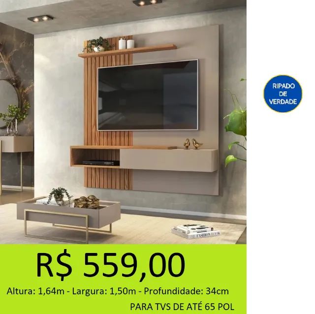 Painel home ripado com nicho 