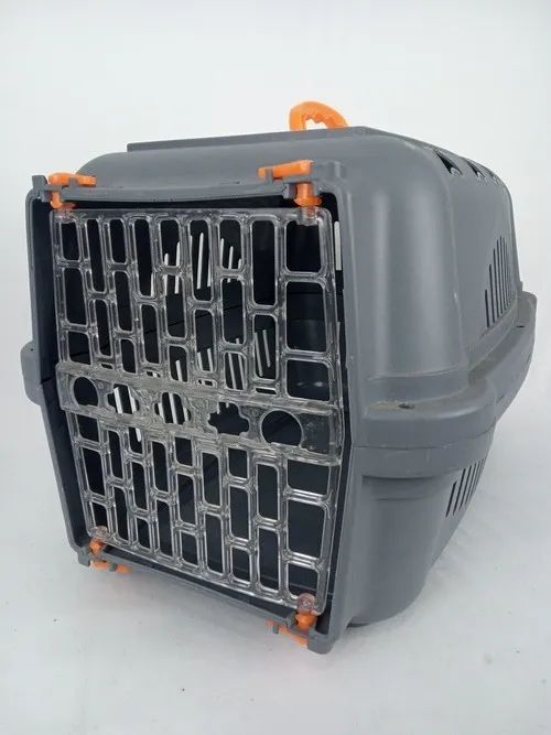 CAIXA DE TRANSPORTE Nº 3 - DURAPETS - CINZA E LARANJA - CÃES E GATOS - USADA