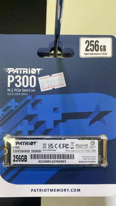 SSD Patriot P300 256GB M.2 NVMe PCIe Gen 3 X4 - Loja Coimbra Computadores - Instalamos