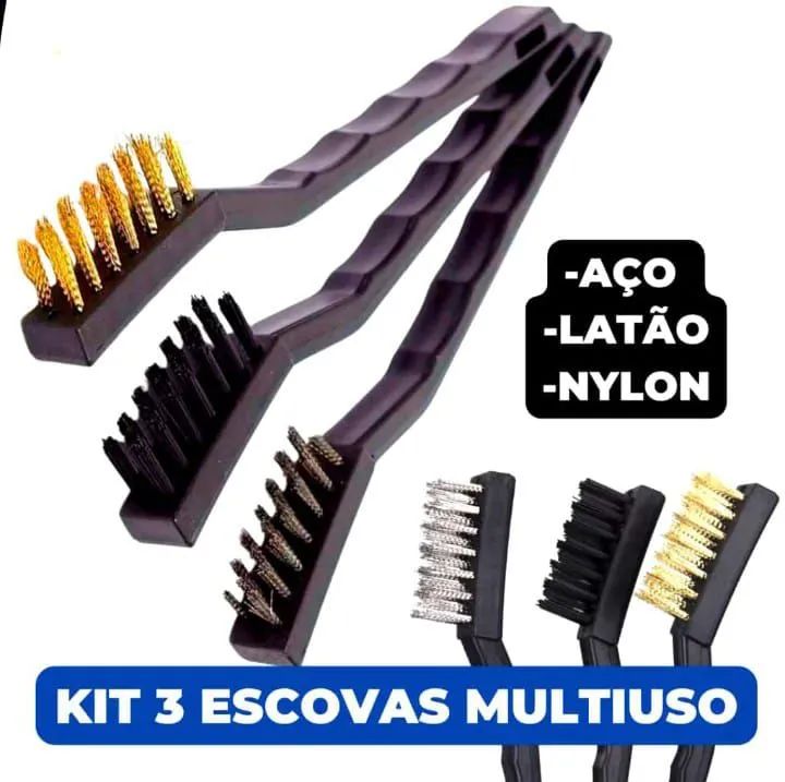 Kit 3 escovas de aço 