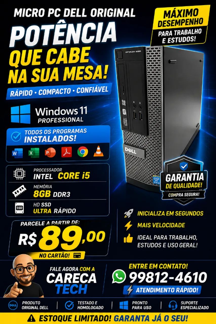 promoção! micro pc DELL core i5 com 8gb e SSD - original e com garantia! - 12x s juros