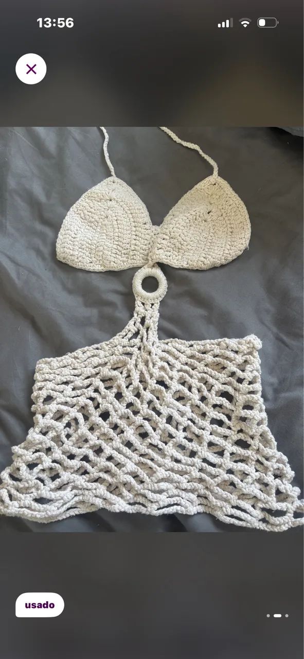 Saída de praia em crochê off white  - Foto 2