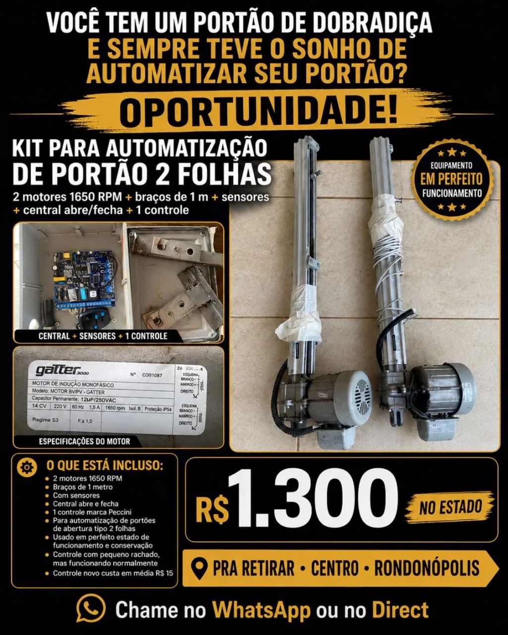 Motores Eletricos com braços sensores e central