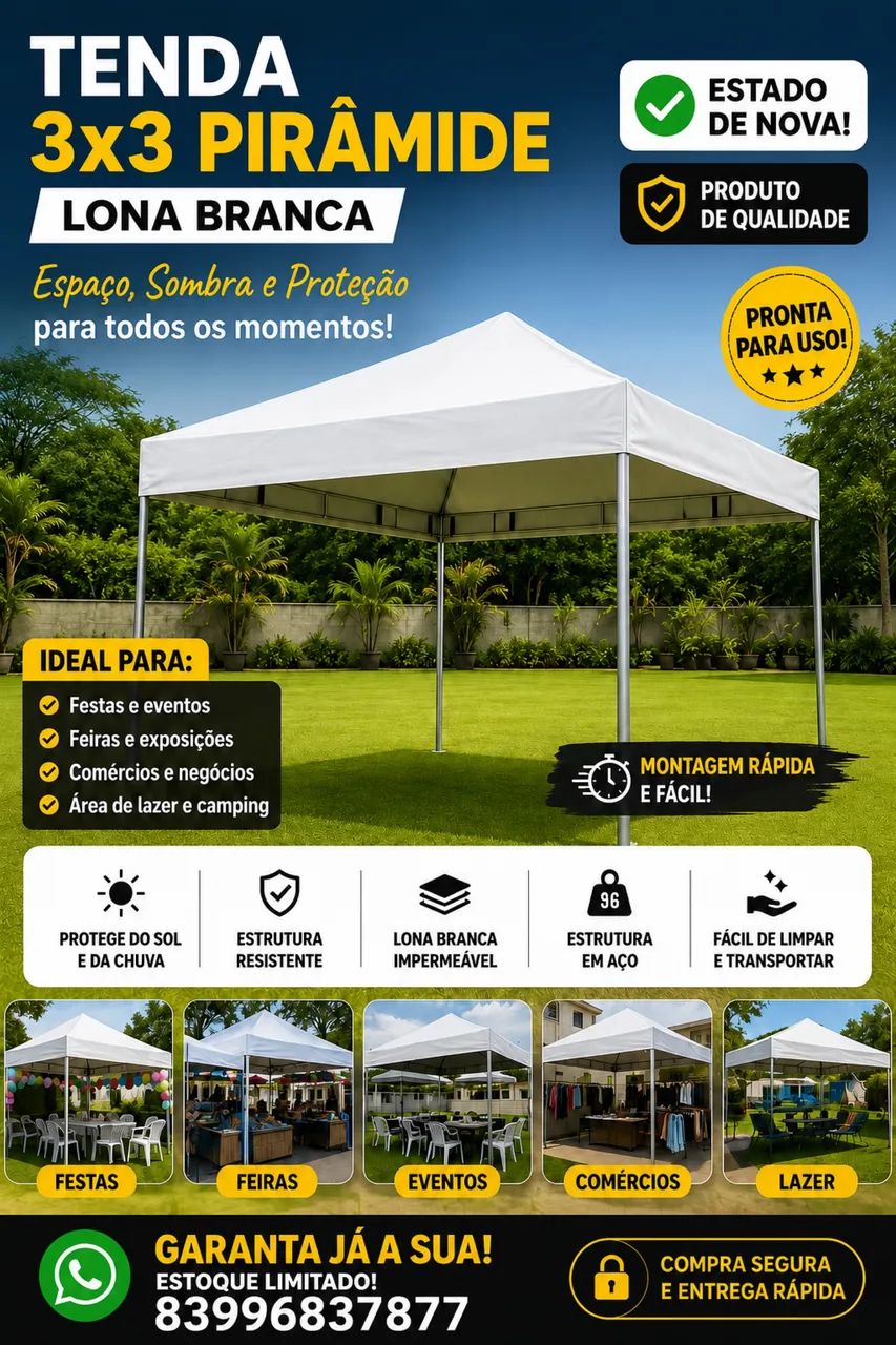 tenda piramidal 3x3 reforçada