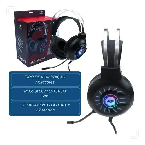 Headset Gamer Vortex 50 mm, USB, Com Microfone Omnidirecional - Foto 3