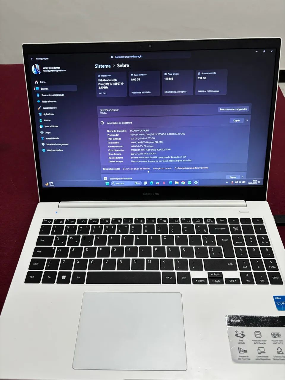 Samsung Book Intel Core i5 11ª Geração | 8GB RAM | SSD 128GB - Foto 3