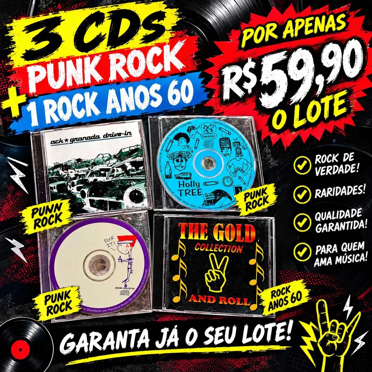 3 CDs Punk Rock +1 Rock anos 60