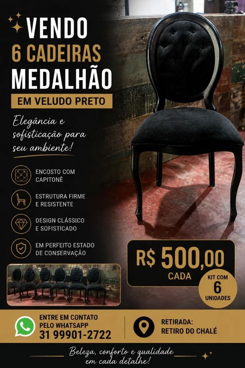 Cadeira medalhão Tenho 6