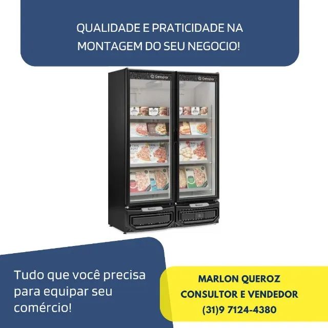 Freezer Vertical 2 Portas de Vidro Gelopar
