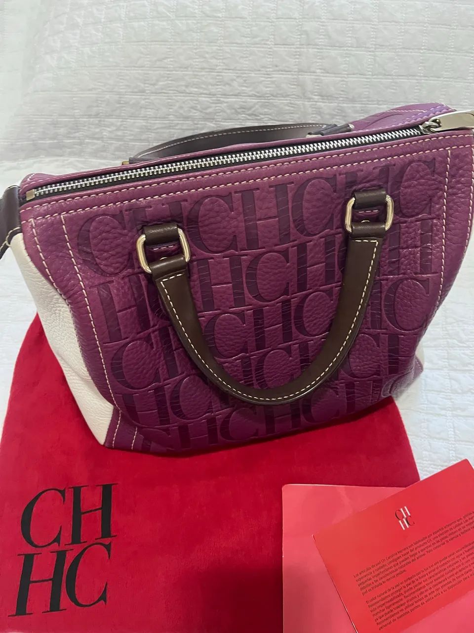 Bolsa Carolina Herrera Original Couro Vinho - Foto 5