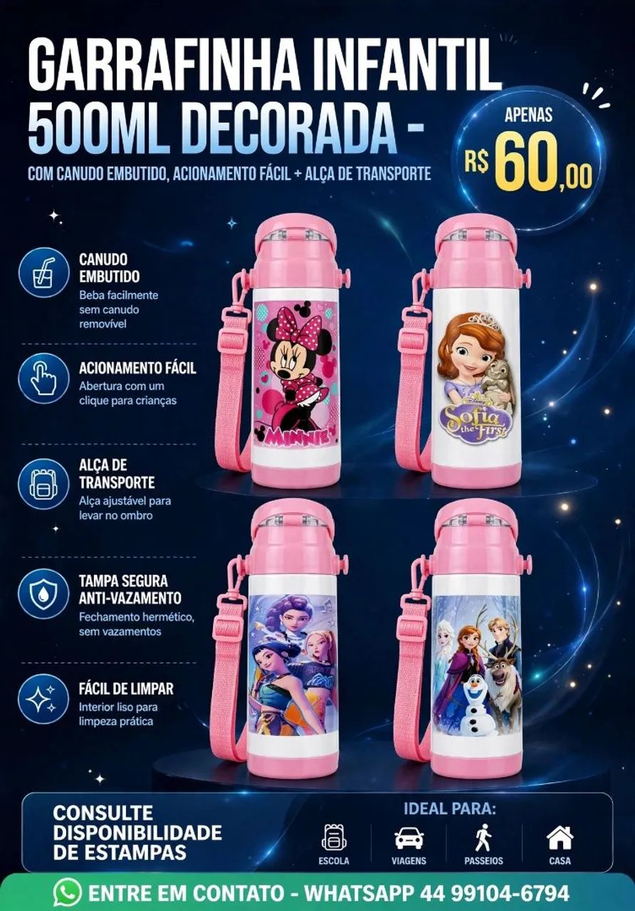 Garrafa infantil feminino e masculino  - Foto 2