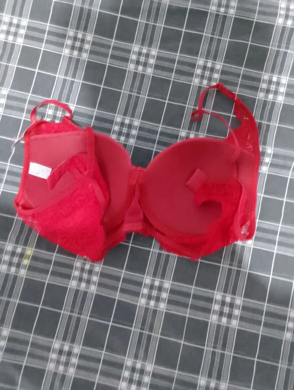 Sutiã de renda meia taça vermelho  - Foto 3