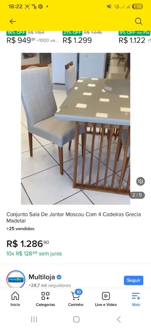 Mesa 4 cadeiras, nova menos de 1 ano 