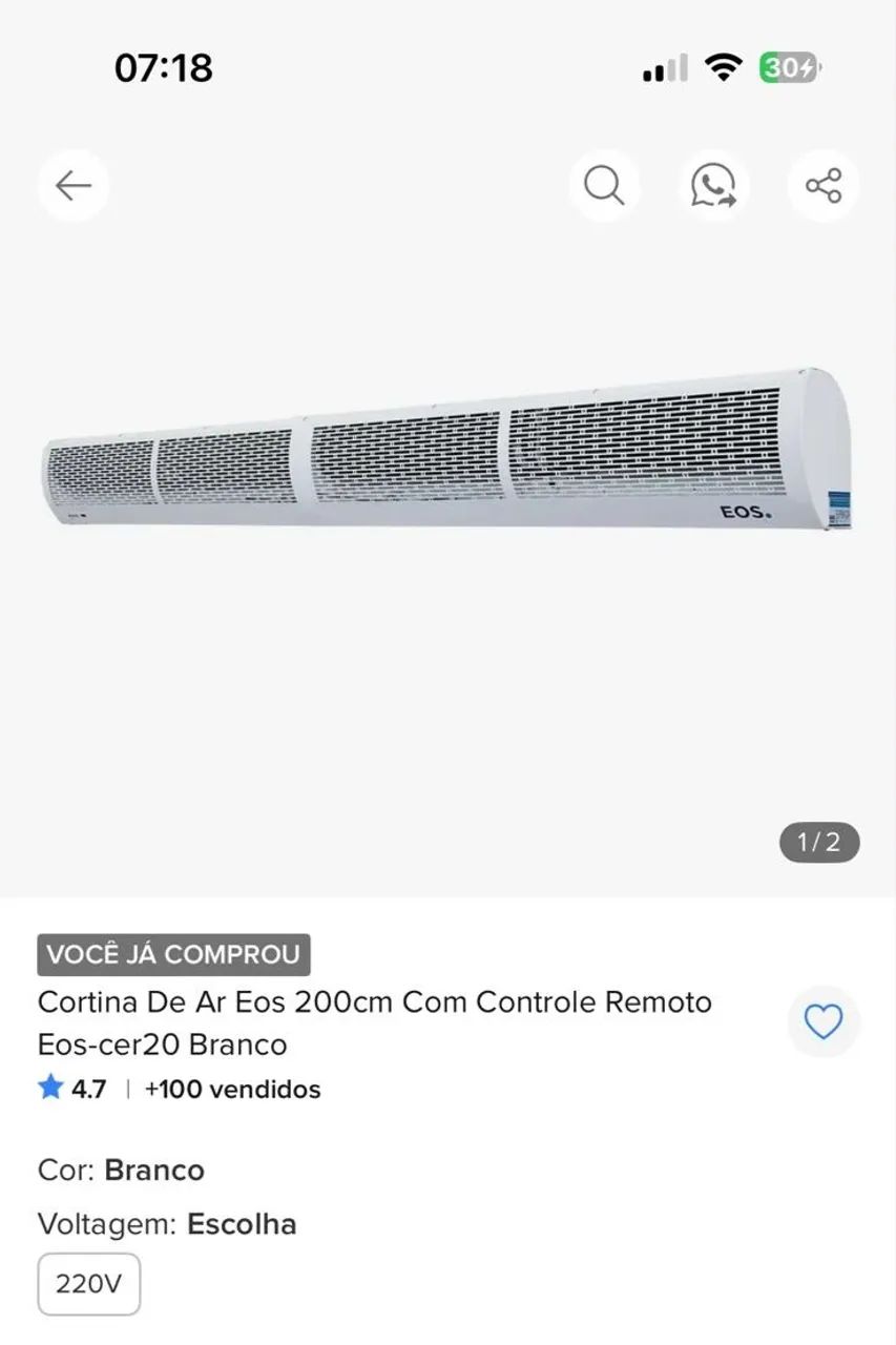 Cortina de ar 200cm