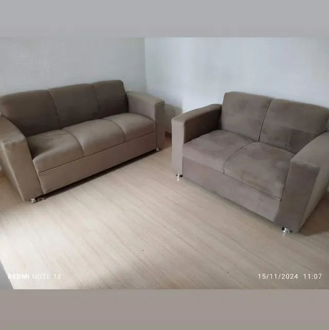 Sofá 2 e 3 assentos Suede D33 De alta qualidade Confortável Promoção - Foto 3