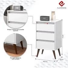 Mesa de Cabeceira Retro Wood Branco EJ Moveis - Entrega Rápida!  - Foto 2