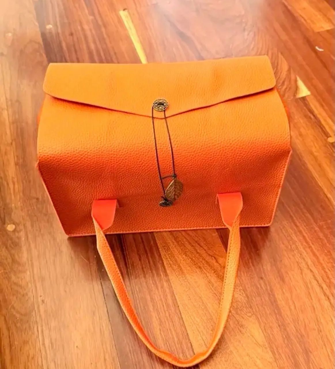 Bolsa couro laranja estilo hermes  - Foto 5