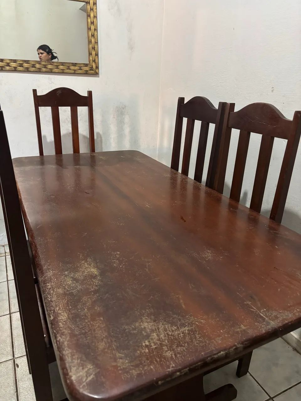 Mesa de Jantar de Madeira com 6 cadeiras - Foto 5