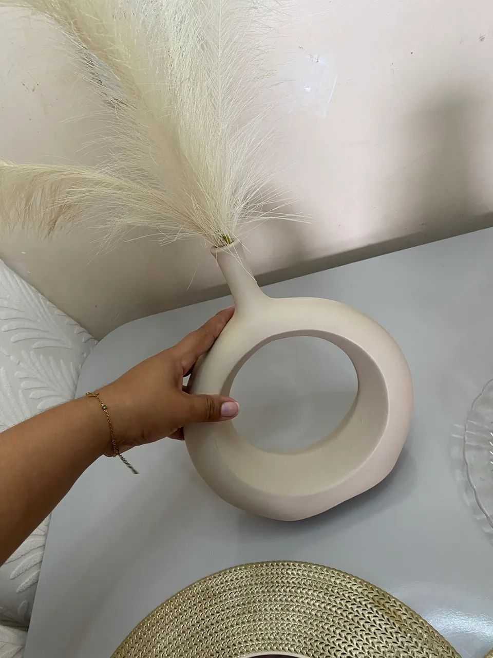Vaso decorativo com plumas - Foto 3