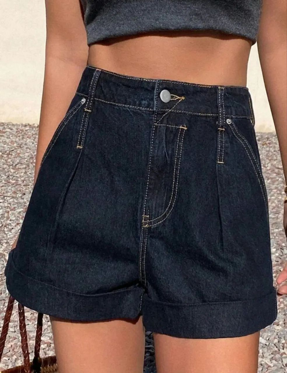 Short Jeans Feminino Cintura Alta G Casual - Foto 4