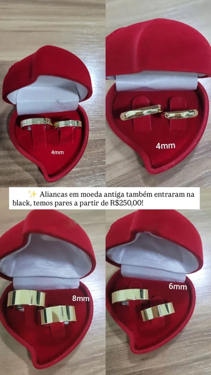 Pares de alianças em Moeda Antiga na Promoção 