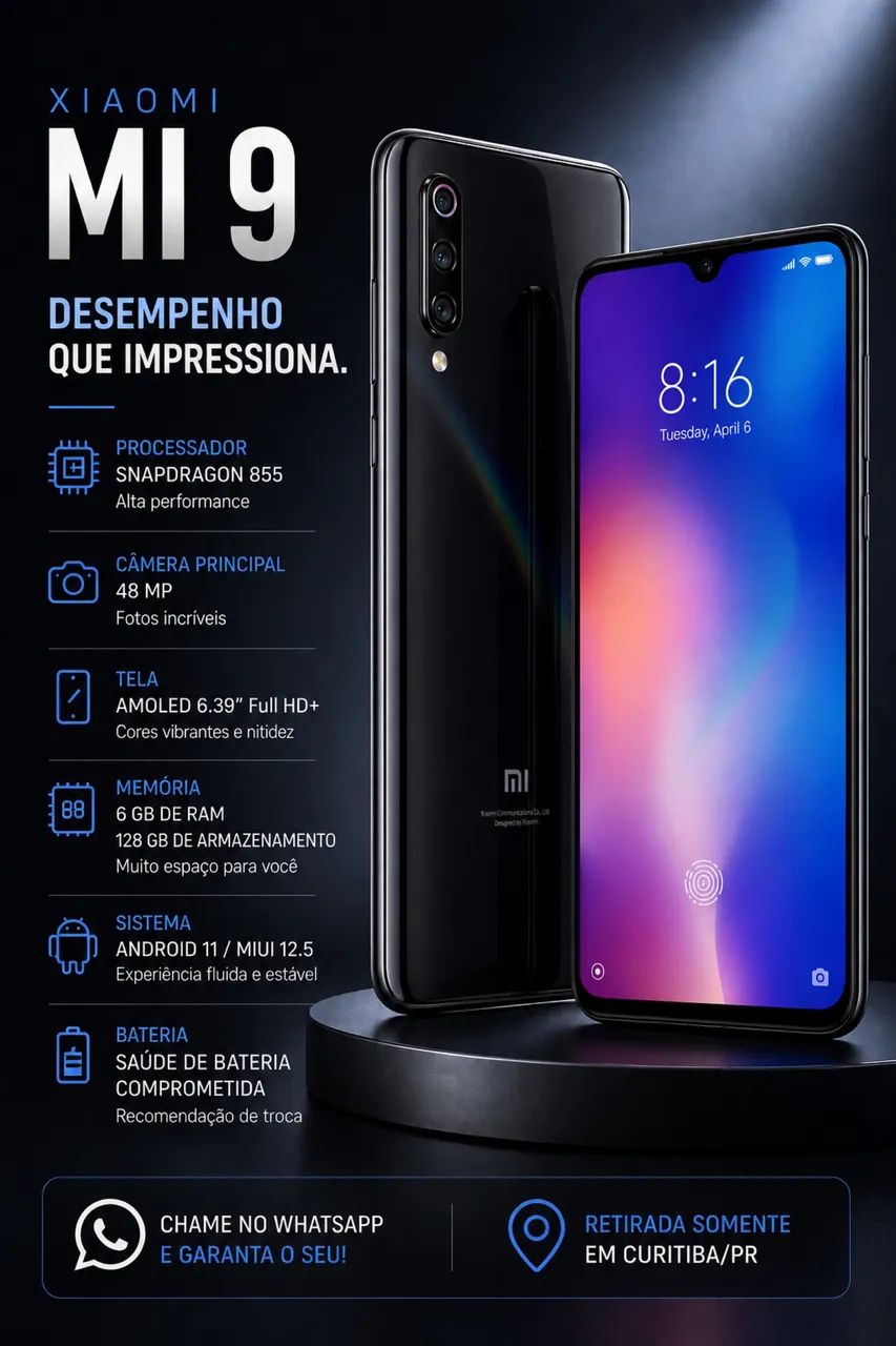 Xiaomi Mi 9 - 128 GB | Snapdragon 855 | Ótimo estado - Celulares e