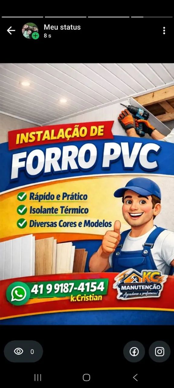 Instalação  de forro  PVC
