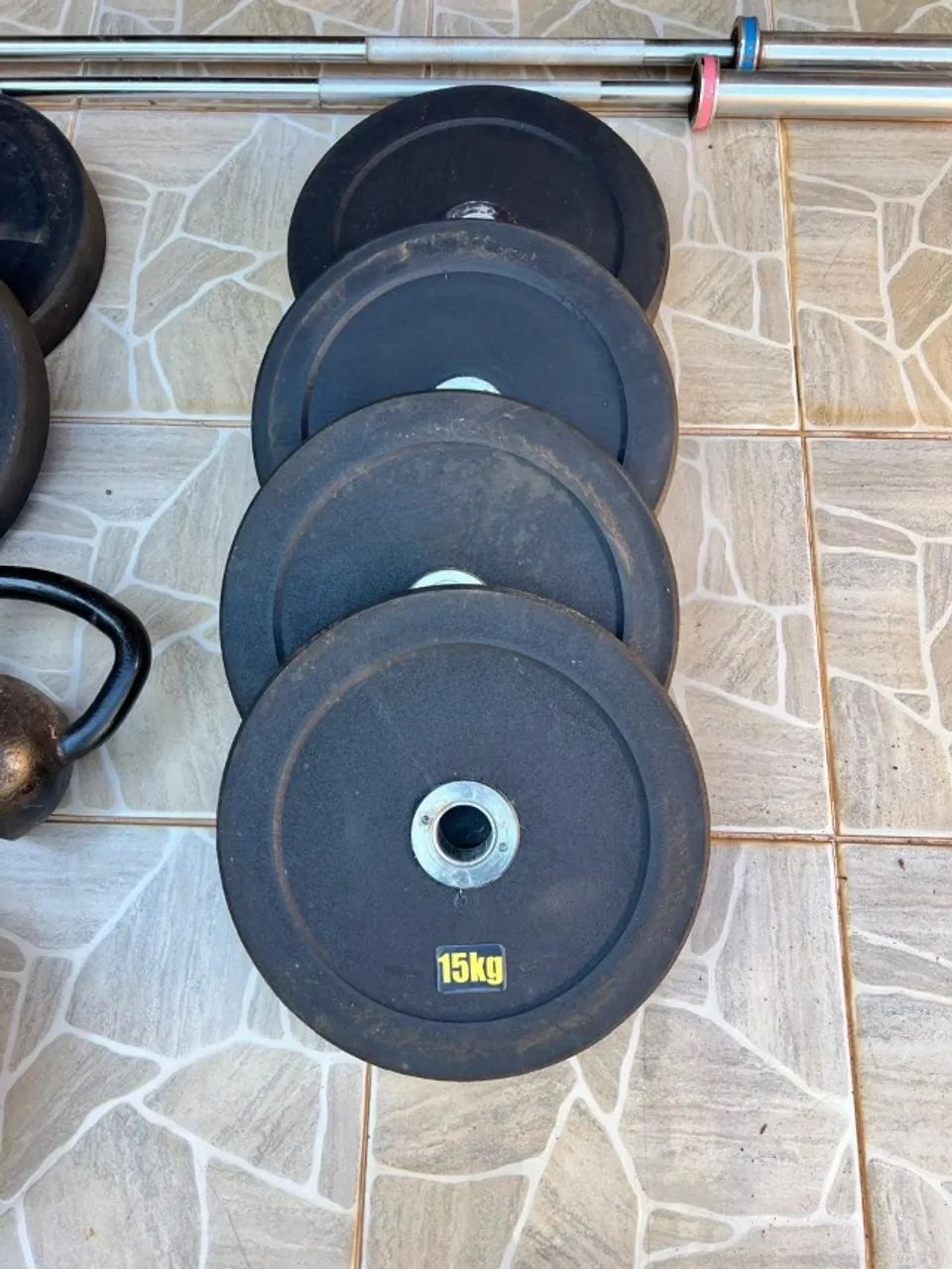 KIT ANILHAS, BARRAS, KATLEBEL, BOLA CROSSFIT - Foto 4