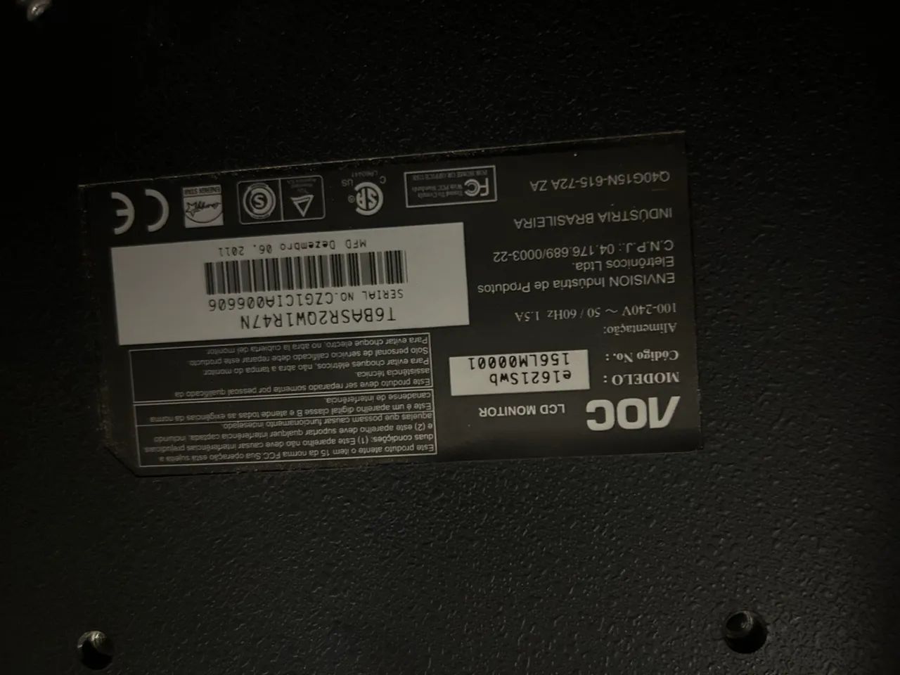 Monitor LED AOC 15,6? (e1621Swb) ? R$ 120 - Foto 4