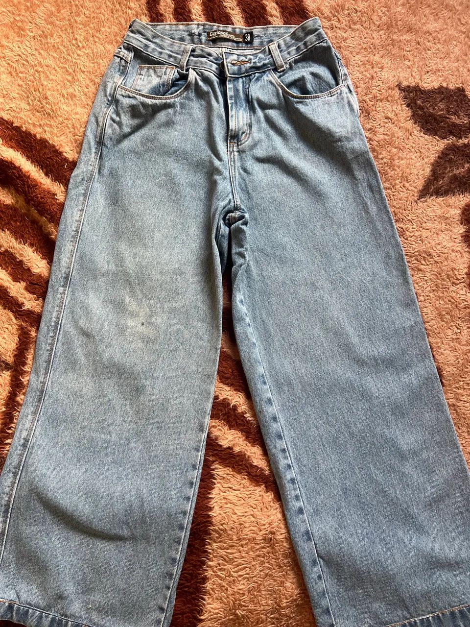 Calça Jeans Wide Leg Marmorizado 
