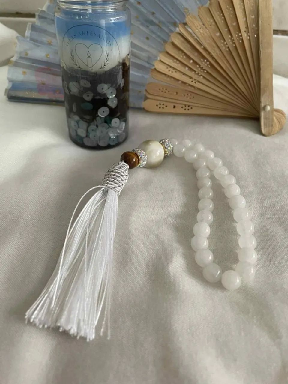 Japamala 27 contas quartzo branco 