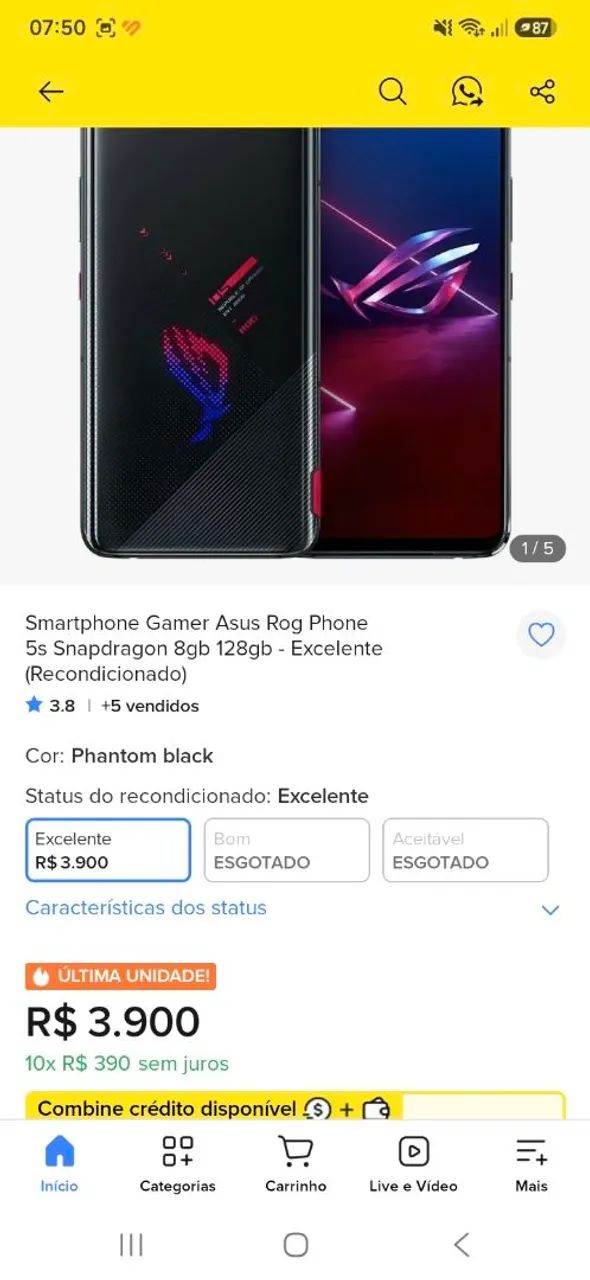 Celular Asus Rog Phone 5s - Foto 5