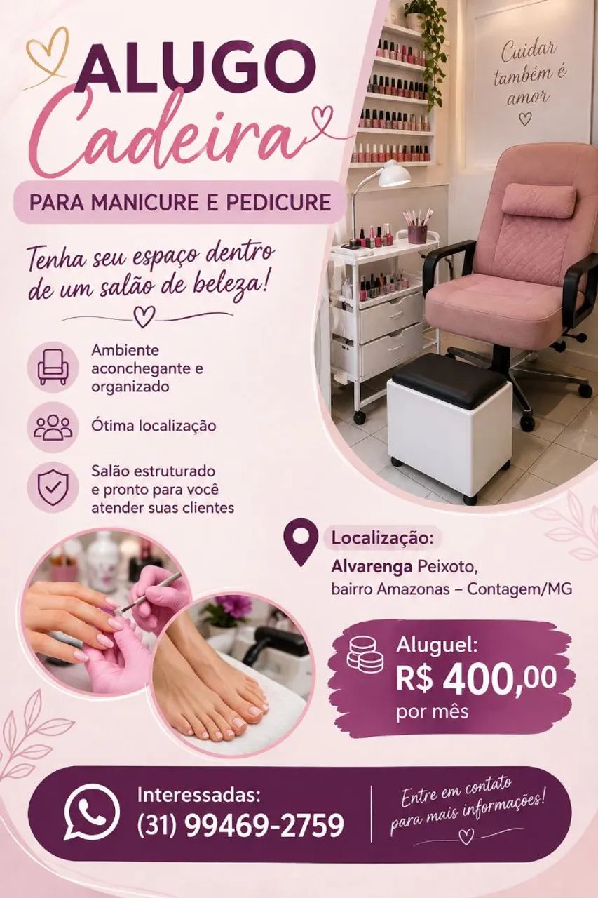 Alugo cadeira para manicure e pedicure 