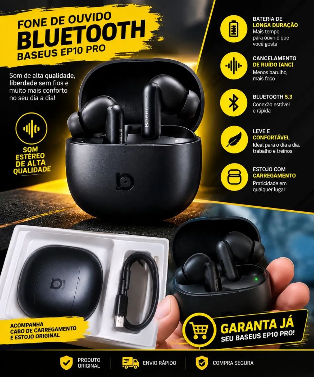 Fone bluetooth Baseus