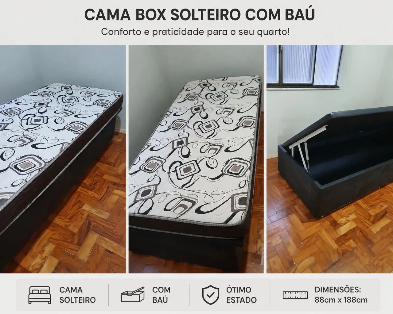 Cama baú de solteiro