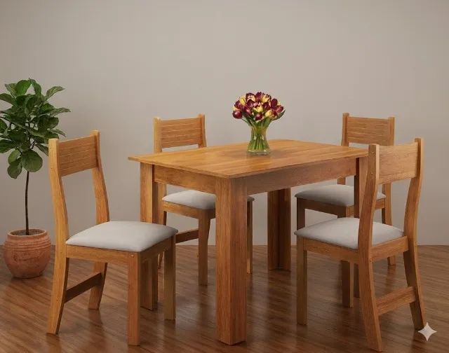 Mesa de jantar palace com 4 cadeiras brisa na cor bronze