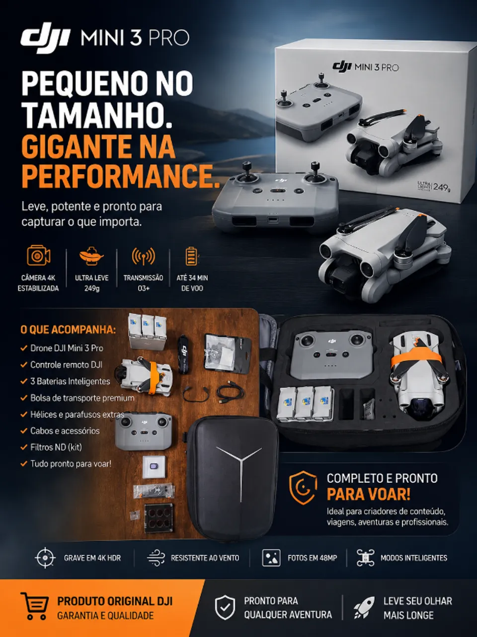 DRONE DJI MINI 3 NOVO - Drones - Jardim, Camaquã 1514464405 | OLX