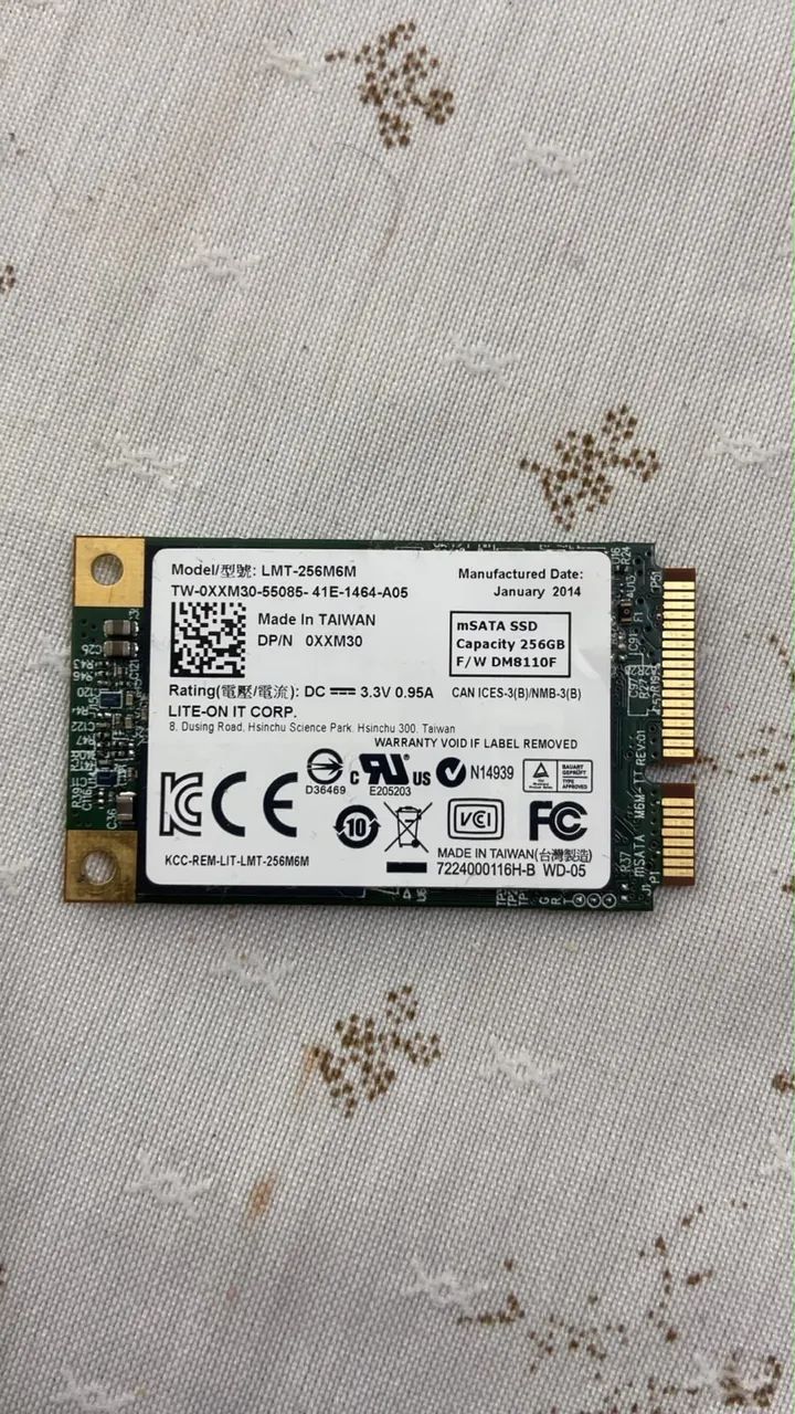 MEMÓRIA SSD 256GB MSATA