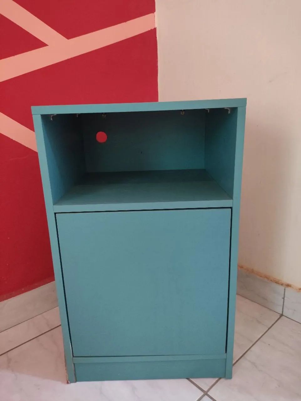 Mesa de Cabeceira Turquesa com Porta e Nicho - Foto 5
