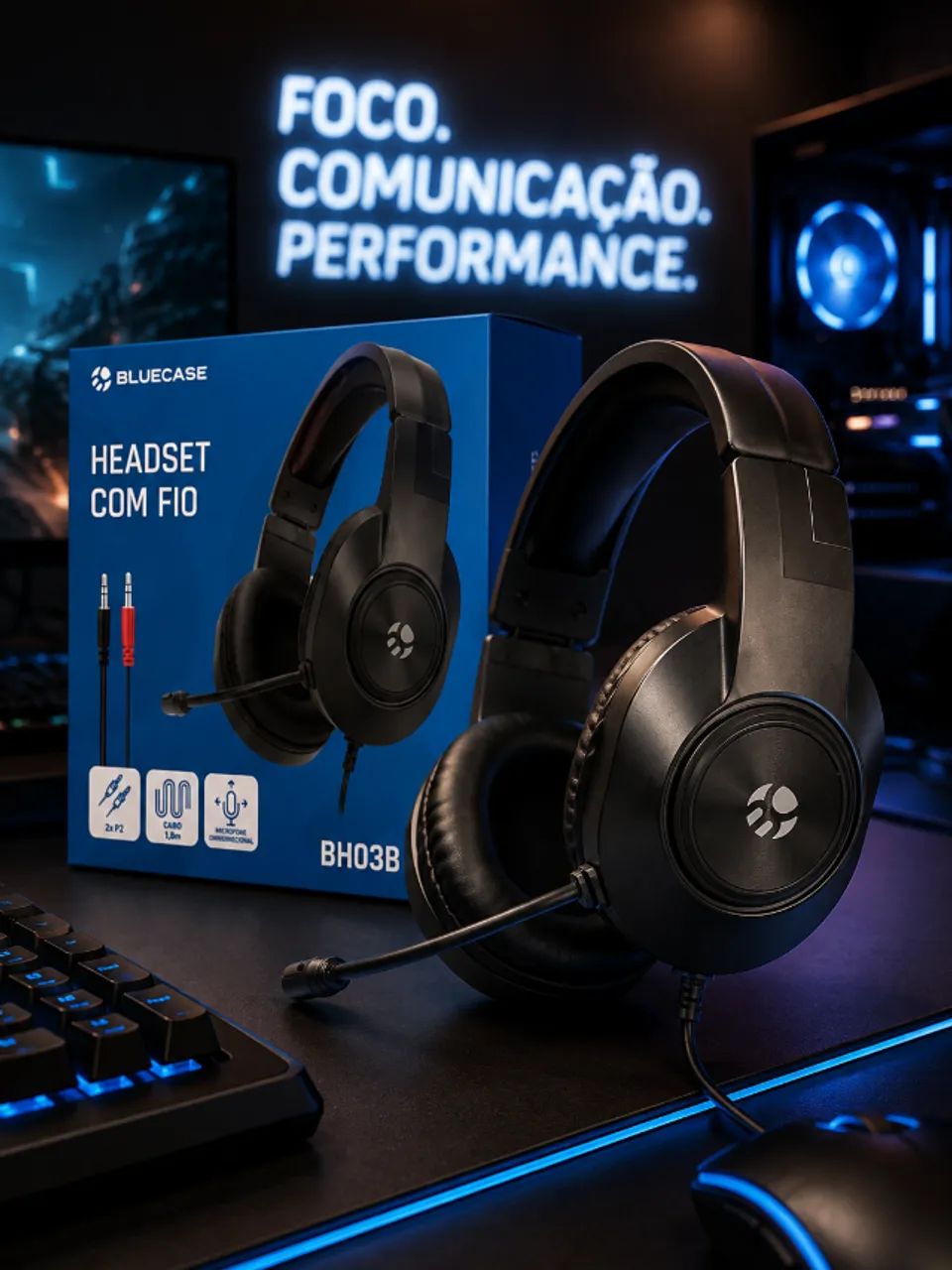 FONE COM MICROFON HEADSET BH03B - PRETO BLUECASE
