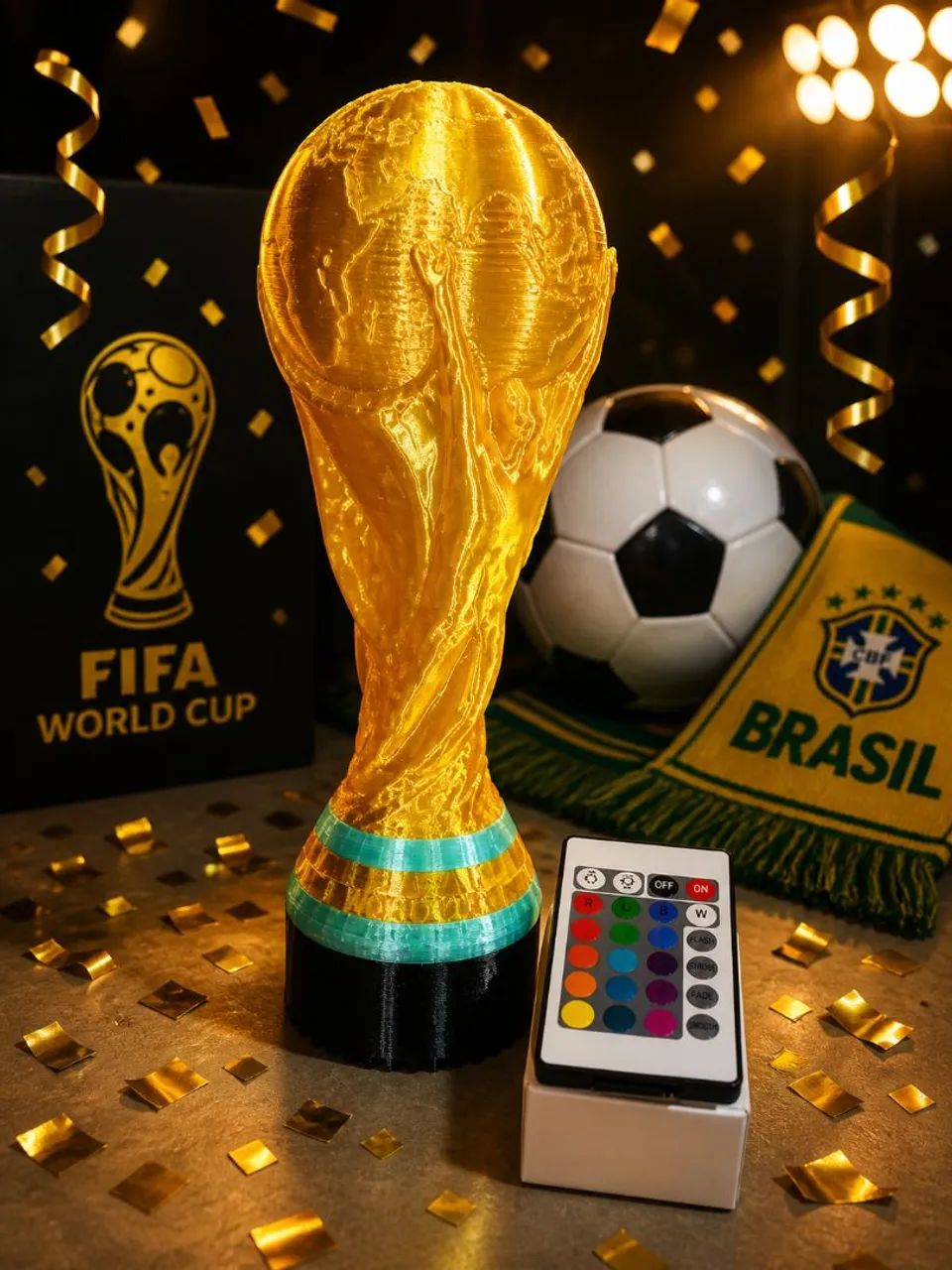 Luminária Taça da Copa Abajur + RGB + Controle