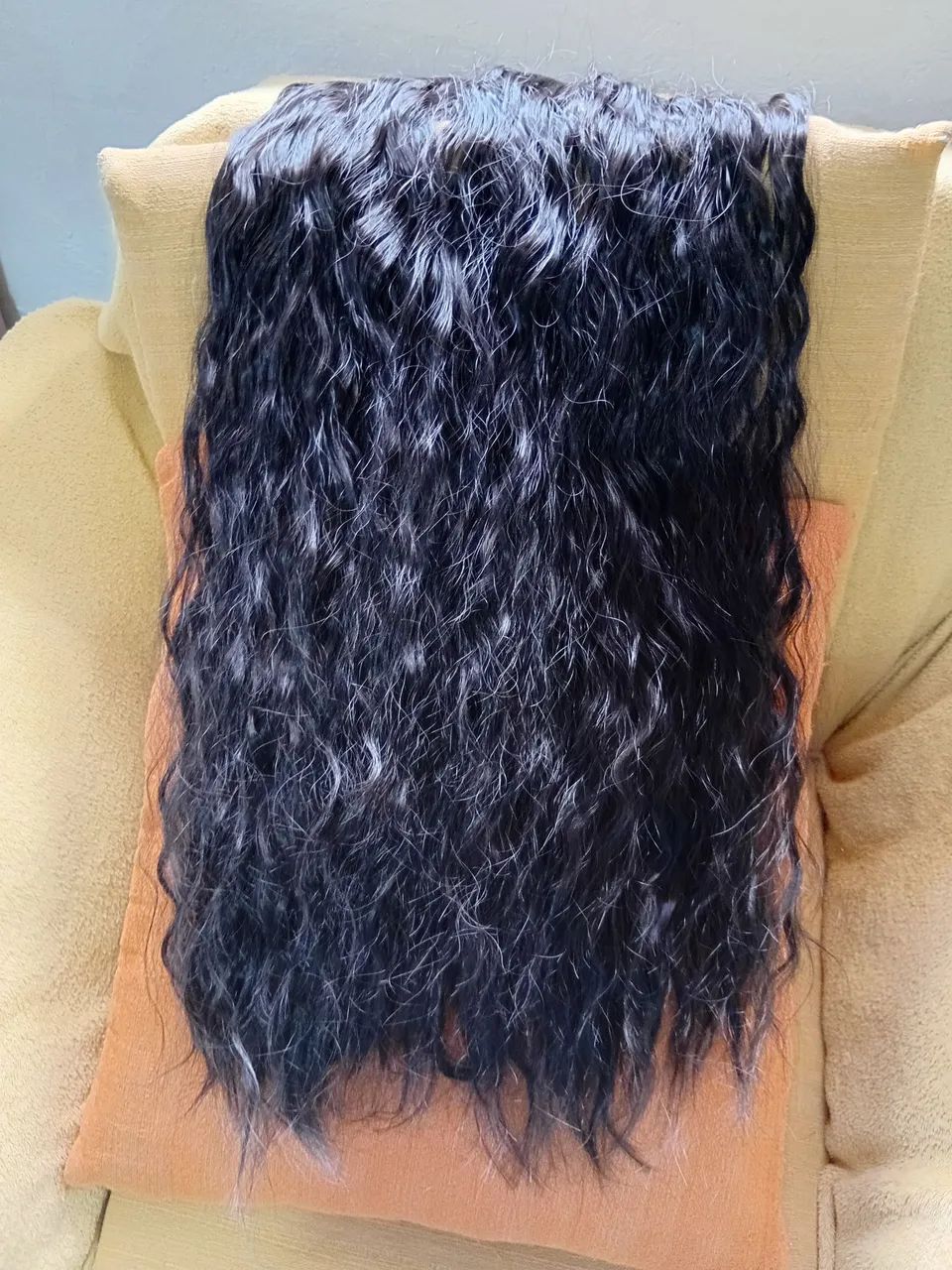 Cabelo orgânico tic-tac ondulado castanho escuro  - Foto 2