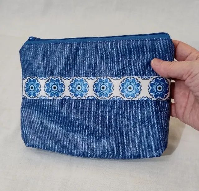 Necessaire impermeável - cor jeans - Foto 3